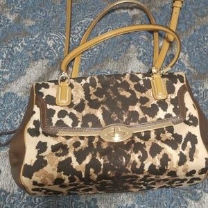 Coach Madison ocelot print satchel